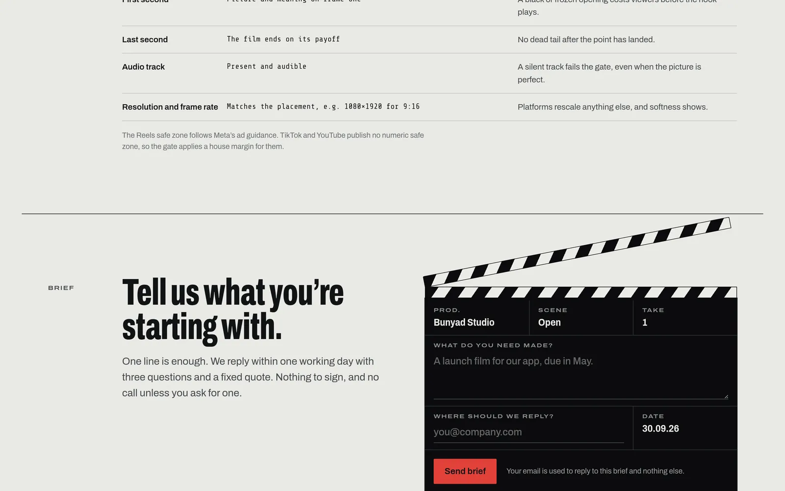 Bunyad Studio brief form
